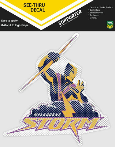 NRL Car UV Rated Decal Sticker - Melbourne Storm - Size 14-18cm - See Thru