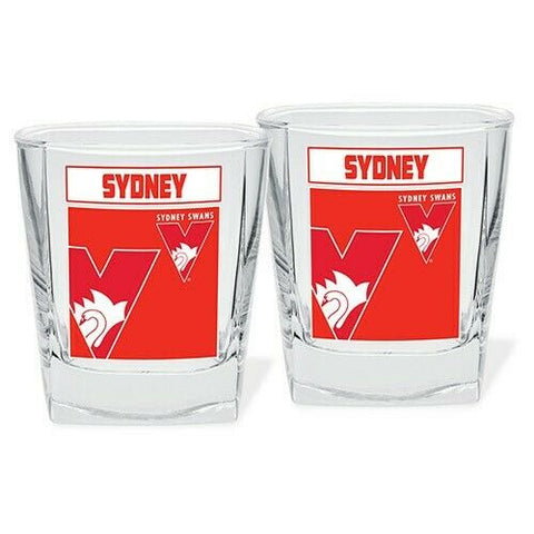AFL Spirit Drink Glass Set Of Two - Sydney Swans - 250ml Cup