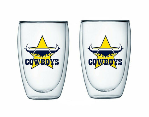 NRL Double Wall Glass Set - North Queensland Cowboys - Set of Two