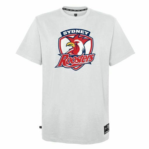 NRL Cotton Logo Tee Shirt - Sydney Roosters - YOUTH - Rugby League - White