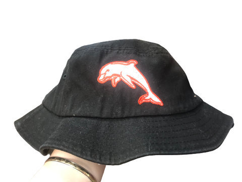 NRL Twill Bucket Hat - Dolphins - Black - Adult Size
