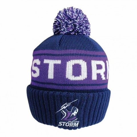 NRL Striker Beanie - Melbourne Storm - Warm - Winter Hat - Adult