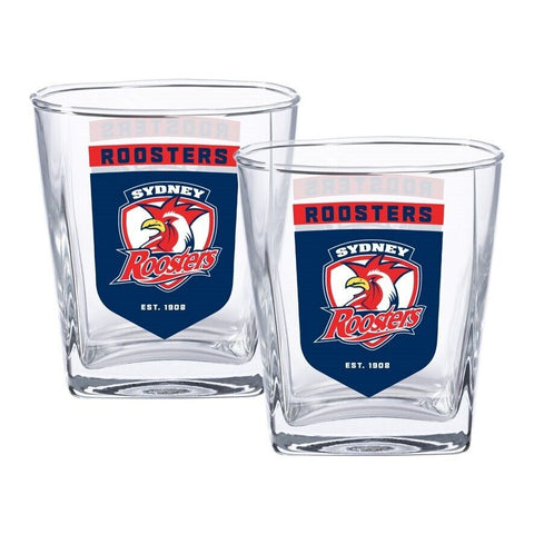 NRL Spirit Glass Set - Sydney Roosters - 250ml Cup - Set Of Two