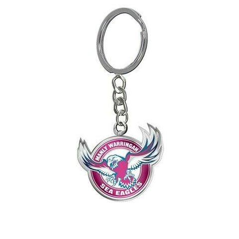 NRL Metal Key Ring - Manly Sea Eagles - Logo Keyring - Rugby League