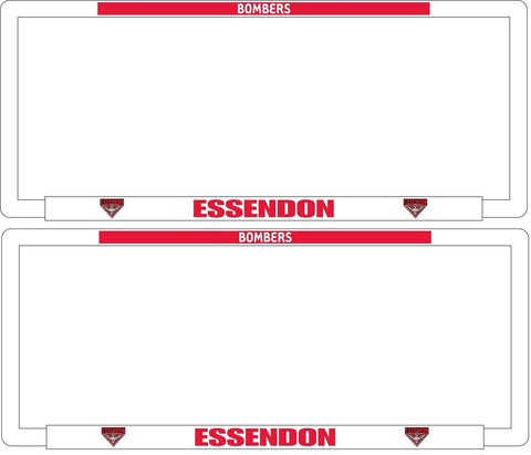 AFL Car Number Plate Frame Set Of Two - Essendon Bombers - Front/Back
