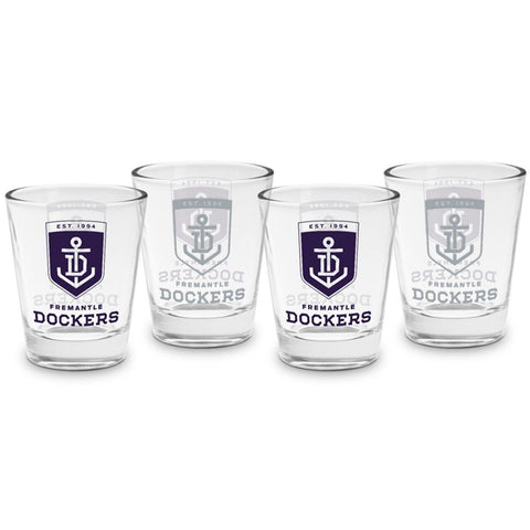 AFL Shot Glass Set of 4 - Fremantle Dockers - 50ml