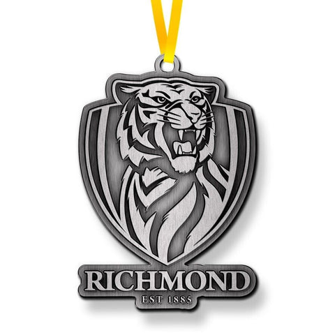 AFL Christmas Metal Ornament - Richmond Tigers - Approx. 70 x 50mm