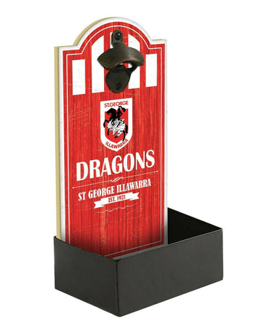 NRL Wall Bottle Opener with Catcher - St George Illawarra Dragons - Gift