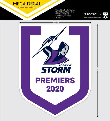 NRL Mega Decal - 2020 Premiers - Melbourne Storm - Car Sticker 250mm