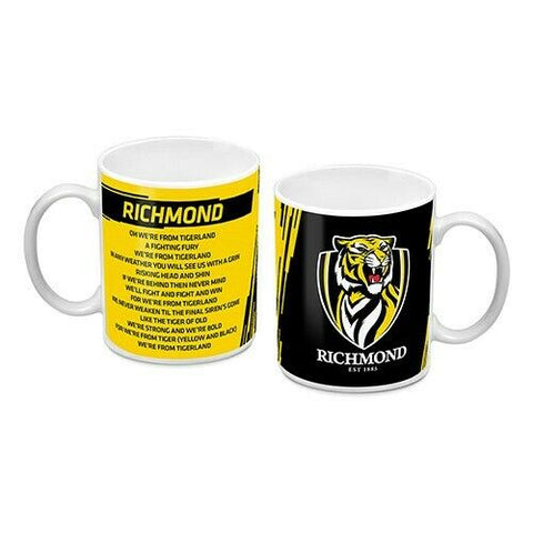 AFL Coffee Mug - Richmond Tigers - Logo and Song - Ceramic Cup