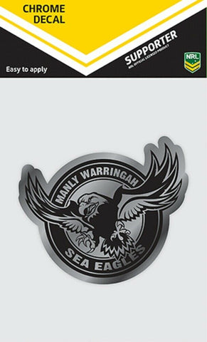 NRL Chrome Decal - Manly Sea Eagles - Car Sticker 12x12cm