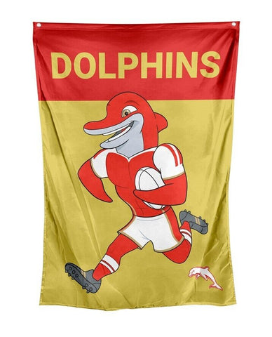 NRL Mascot Wall Flag - Dolphins - Cape Flag - Approx 100cm x 70cm