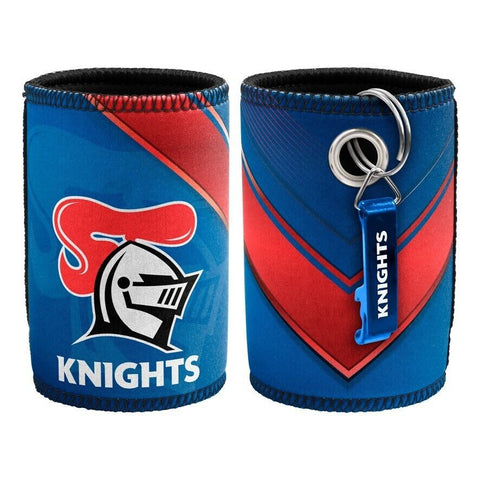 NRL Stubby Can Cooler with Bottle Opener - Newcastle Knights - Rubber Base