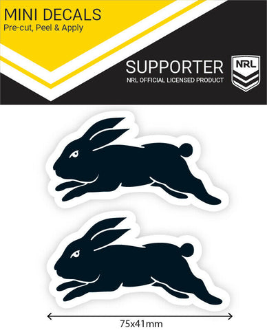 NRL Mini Decal - South Sydney Rabbitohs - Car Sticker Set Of 2 - 8x7cm - BLACK