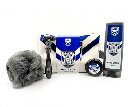 NRL Toiletry Gift Set - Canterbury Bulldogs - Bag Body Wash Razor Soap Loofah