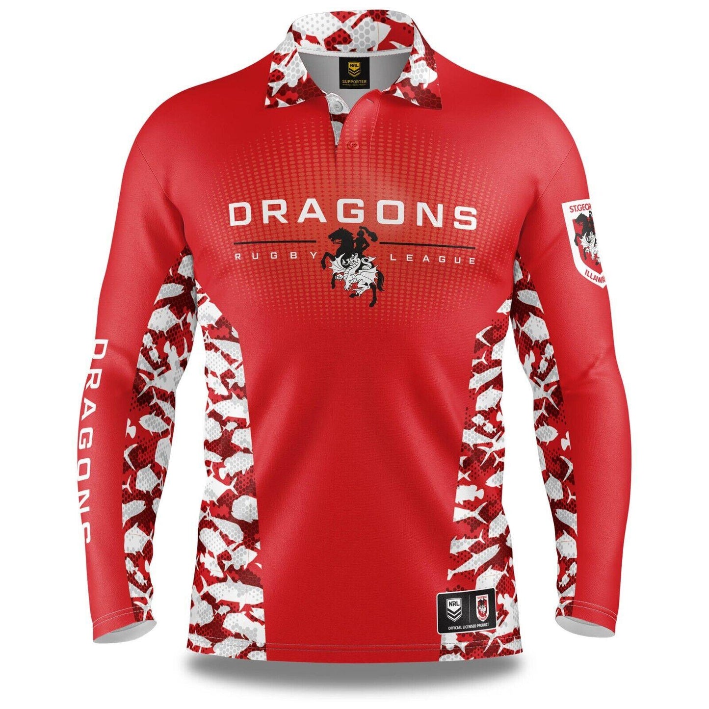 NRL Long Sleeve Reef Runner Fishing Shirt - St George Illawarra Dragons - YOUTH
