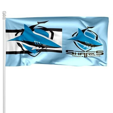 NRL Pole Flag - Cronulla Sharks - 90cm x 180cm - Steel Eyelets