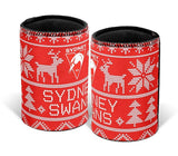AFL Christmas Stubby Cooler - Sydney Swans - Rubber Base - XMAS