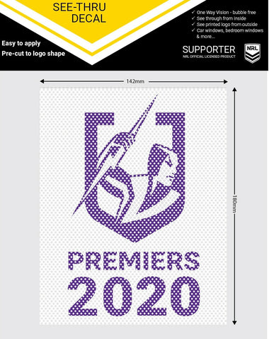 NRL Car UV Rated Decal Sticker - 2020 Premiers - Melbourne Storm - See Thru