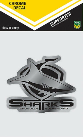 NRL Chrome Decal - Cronulla Sharks - Car Sticker 12x12cm