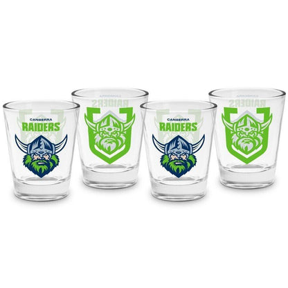 NRL Shot Glass Set of 4 - Canberra Raiders - 50ml