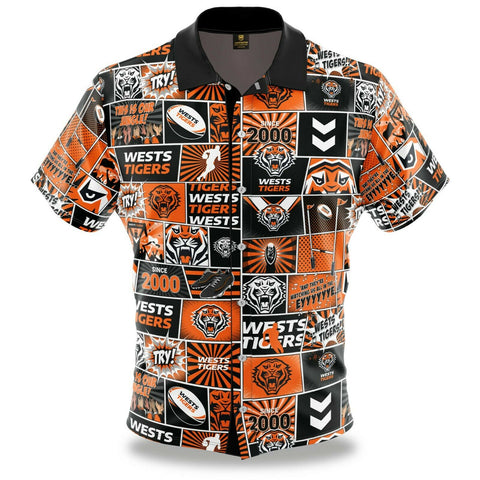 NRL Fanatics Button Up Polo Shirt - West Tigers - Rugby League