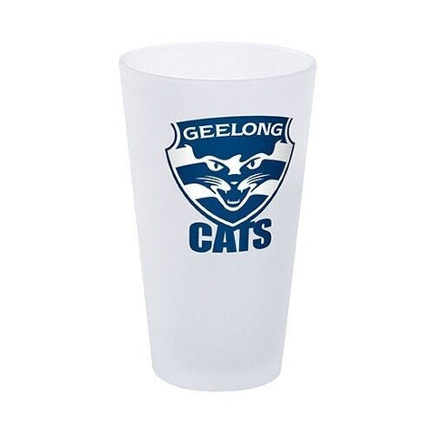 AFL Frosted Conical Glass Set Of Two - Geelong Cats - 500ml