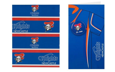 NRL Gift Card With Badge + Wrapping Paper - Newcastle Knights - Gift Wrap