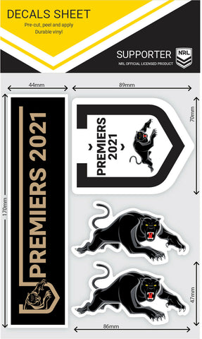 NRL 2021 Premiers Decals Sheet - Penrith Panthers - Set Of 4 - 140x180mm