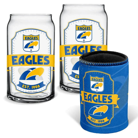 AFL Can Glass Set - West Coast Eagles - Set of 2 Glass & Cooler