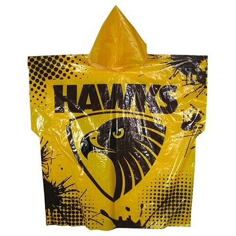 AFL Poncho - Hawthorn Hawks - Plastic Rain Coat - Rugby League