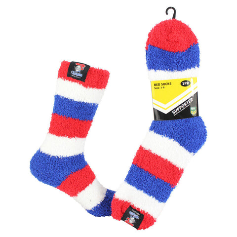NRL Fluffy Bed Socks - Newcastle Knights - One Pair