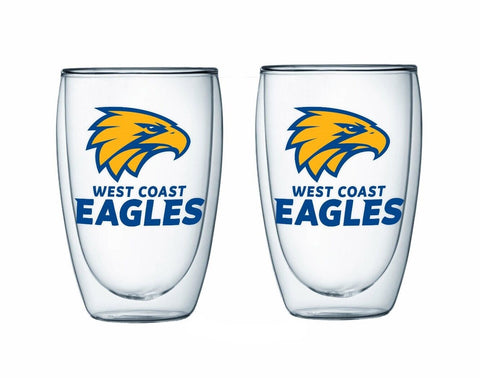 AFL Double Wall Glass Set - West Coast Eagles - Set of Two