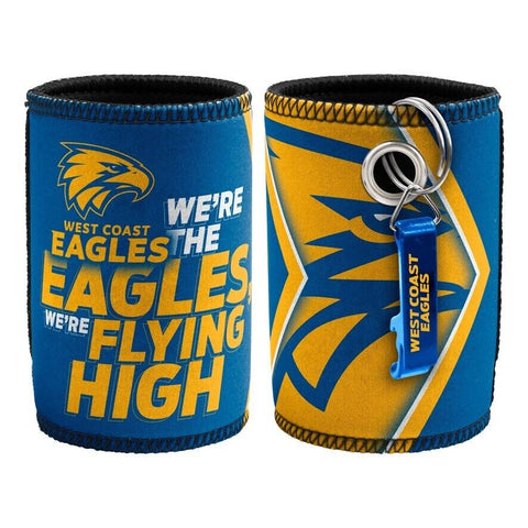 AFL Stubby Can Cooler with Bottle Opener - West Coast Eagles - Rubber Base