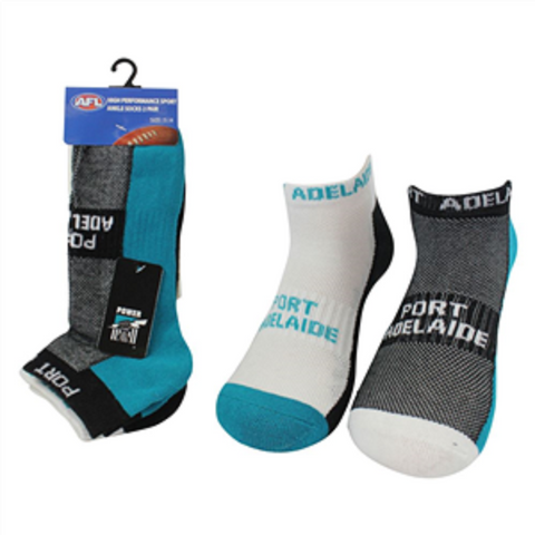 AFL Mens Ankle Socks - Port Adelaide Power - Set Of Two - Sock -