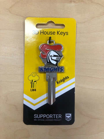 NRL 3D House Key - Newcastle Knights - New Logo - LW4 Blank Metal Badge Keys