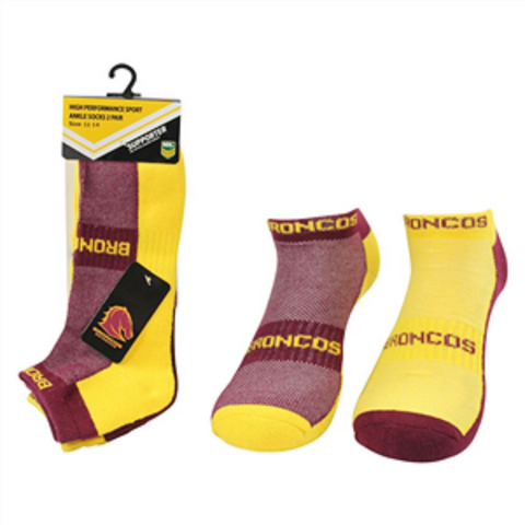 NRL Mens Ankle Socks - Brisbane Broncos - Set Of Two - Sock -