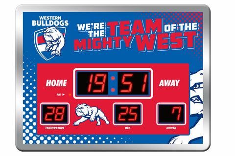 AFL LED Scoreboard Clock - Western Bulldogs - 45x33cm - Time Temp Date