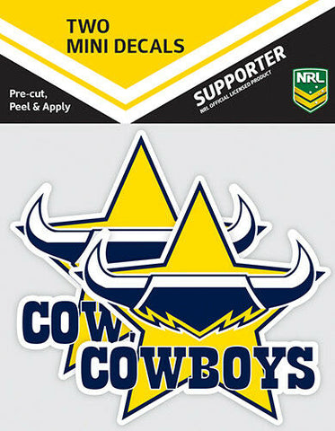 NRL Mini Decal - North Queensland Cowboys - Car Sticker Set Of 2 - 8x7cm