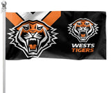 NRL Pole Flag - West Tigers - 90cm x 180cm - Steel Eyelets